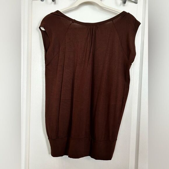 Lock & Love brown‎ Short sleeve Top XL rayon made in USA EUC - Picture 2 of 12